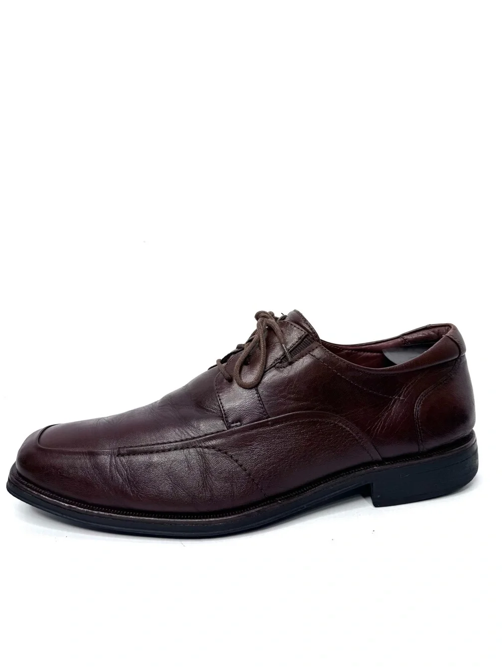 Johnston & Murphy Mens 12M Brown Leather Lace Up Bicycle Toe Dress Shoes Brazil